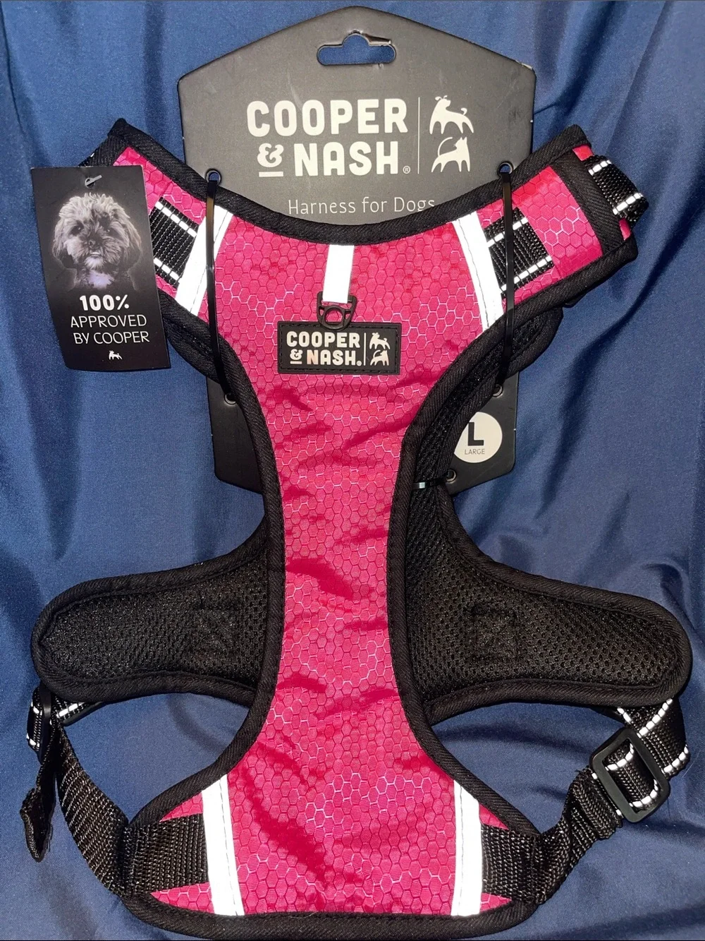 Cooper & Nash Pink Reflective Dog Harness - Large
